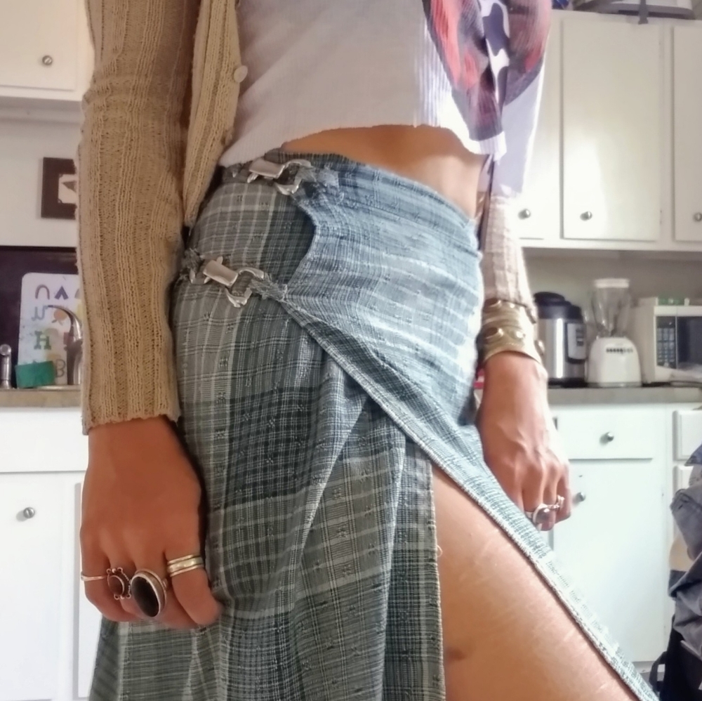 Vintage grunge 90s plaid wrap skirt